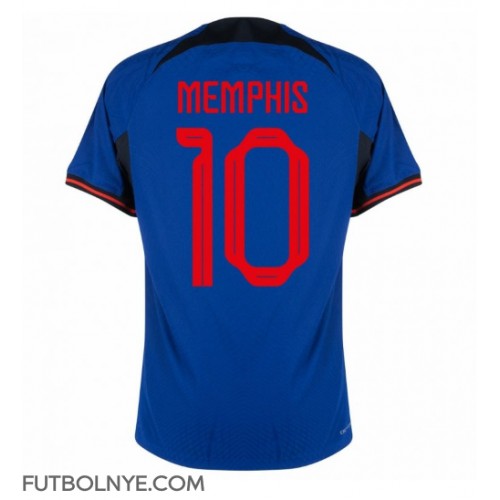 Camiseta Países Bajos Memphis Depay #10 Visitante Equipación Mundial 2022 manga corta